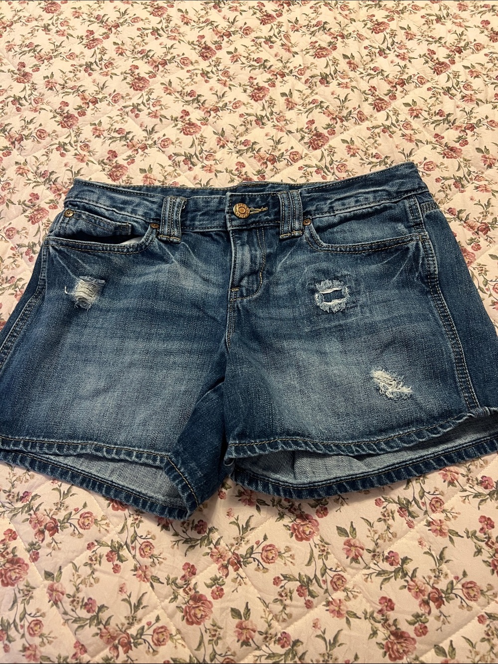 GAP Women’s Blue Distressed Denim Shorts